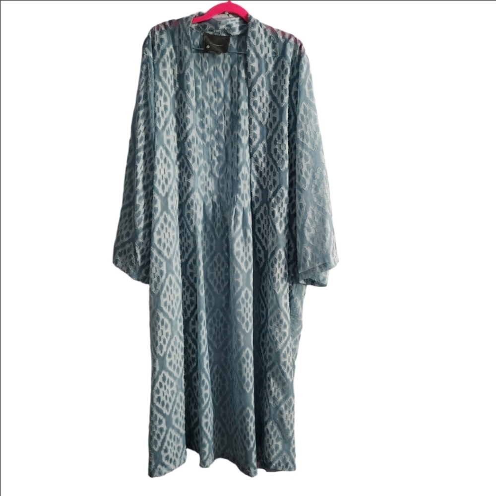 Anthropologie Sheet Sky Blue Duster One Size